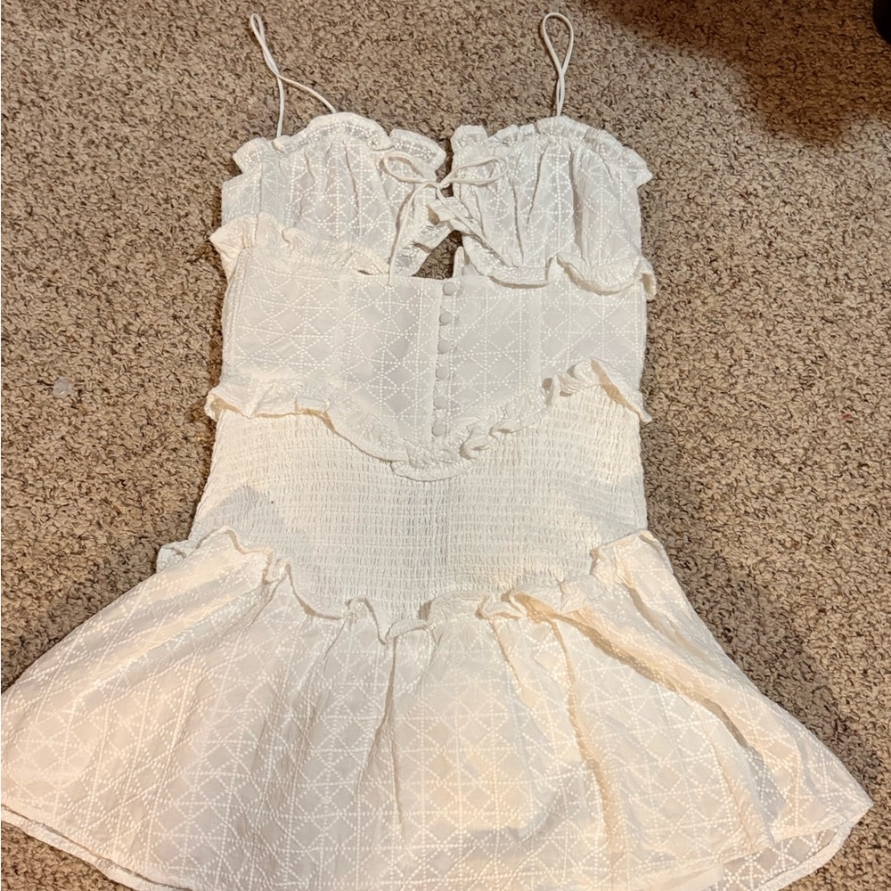 Sabo Skirt Cream Sleeveless Ruffled Mini Dress